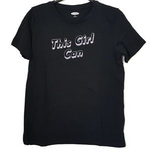 Old Navy 'This Girl Can' Black Short Sleeve Top, S